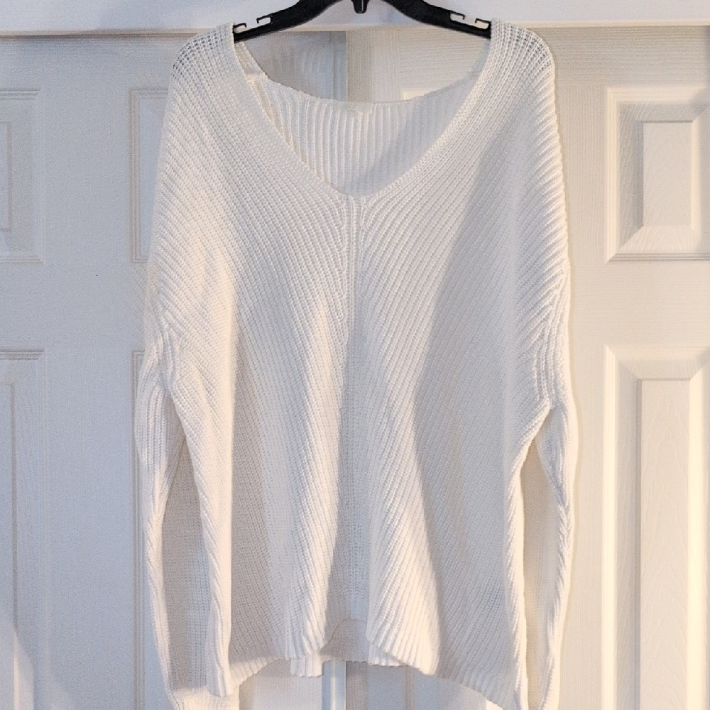 Oversized White Knit Women's Sweater